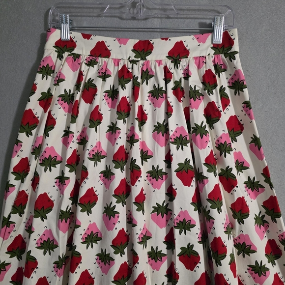 NWT Boden Womens Layla Cotton Sateen Ivory Strawberry Pop Skirt Size 6 - Picture 9 of 10